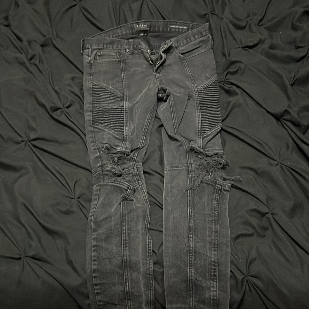 Men’s black moto jeans